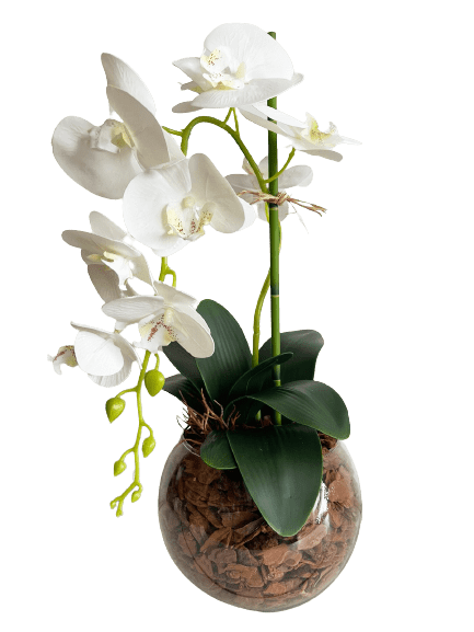 Orquídea Artificial Siliconada Branca 1 haste