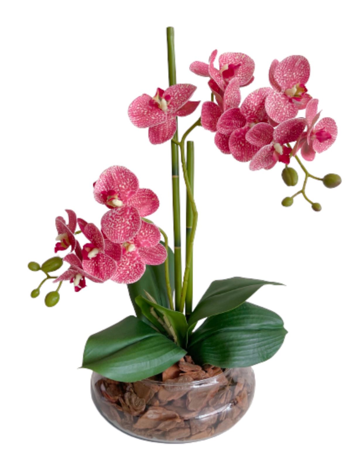 Orquídea Artificial Siliconada Rosa 2 hastes P