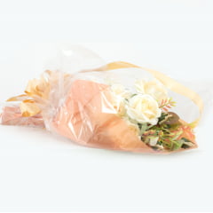 Buquê de Rosas Salmon com Branco Artificiais - 10 rosas 