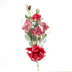 Buquê de Rosas Cor de Rosa Artificiais - 4 rosas 